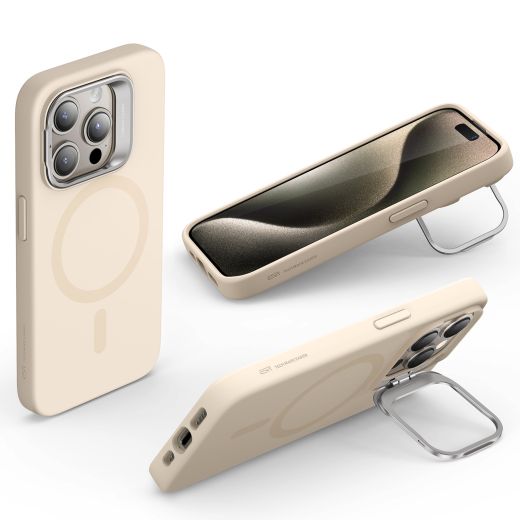 Чехол с подставкой ESR Cloud Soft Case with Stash Stand (HaloLock) Light Tan для iPhone 15 Pro Max