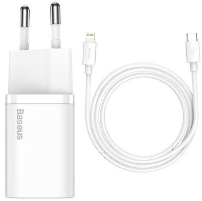 Сетевое зарядное устройство Baseus Super Si Quick Charger 1C 20W with cable Type-C to Lightning White