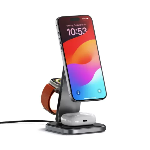 Беспроводная зарядка Satechi 3 в 1 Foldable Qi2 Wireless Charging Stand (ST-Q31FM-EA)