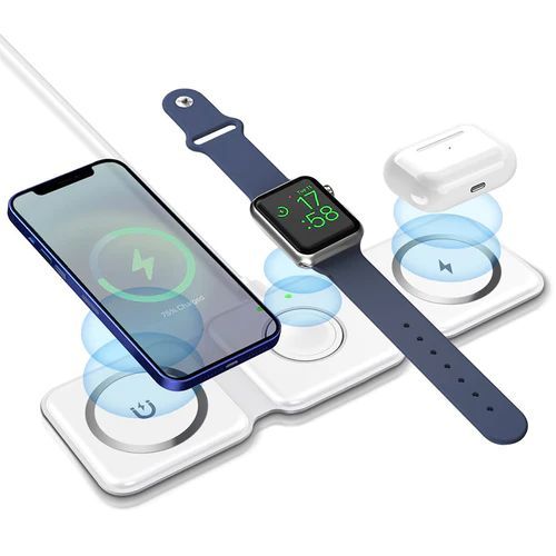 Безпровідна зарядка ZEERA MegFold MagSafe Wireless Charger 3 в 1 White для iPhone 14 | Apple Watch | AirPods