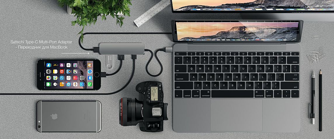 Адаптер Satechi Slim Aluminum Type-C Multi-Port