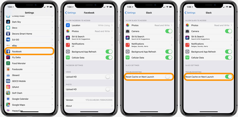 Как очитить кэш в iPhone